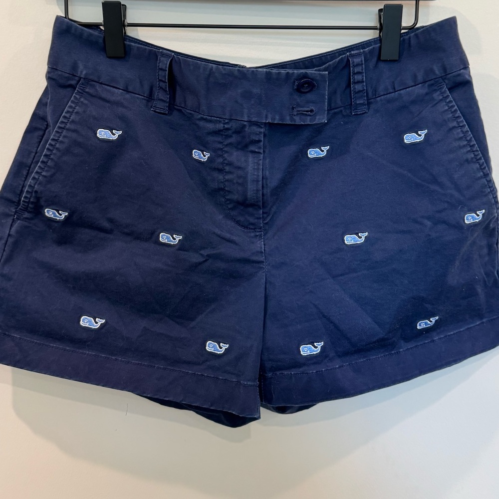 Vineyard Vines Women's Navy Blue Whale Embroidered Shorts